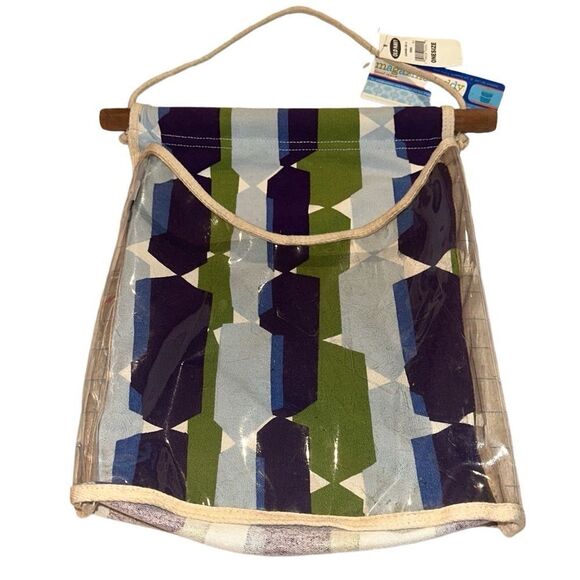 *NEW* Old Navy Cream Blue Geometric Print Hanging Organizer - Picture 1 of 8